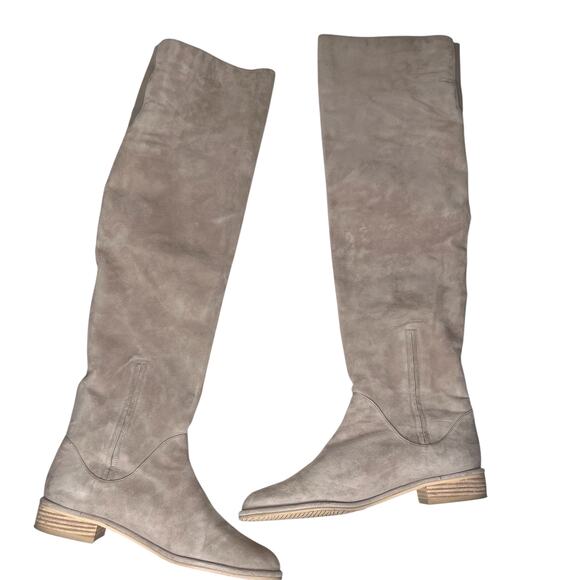 Stuart Weitzman Taupe Suede Rocker Chic Slouchy Boots Size 7.5 - Picture 4 of 13